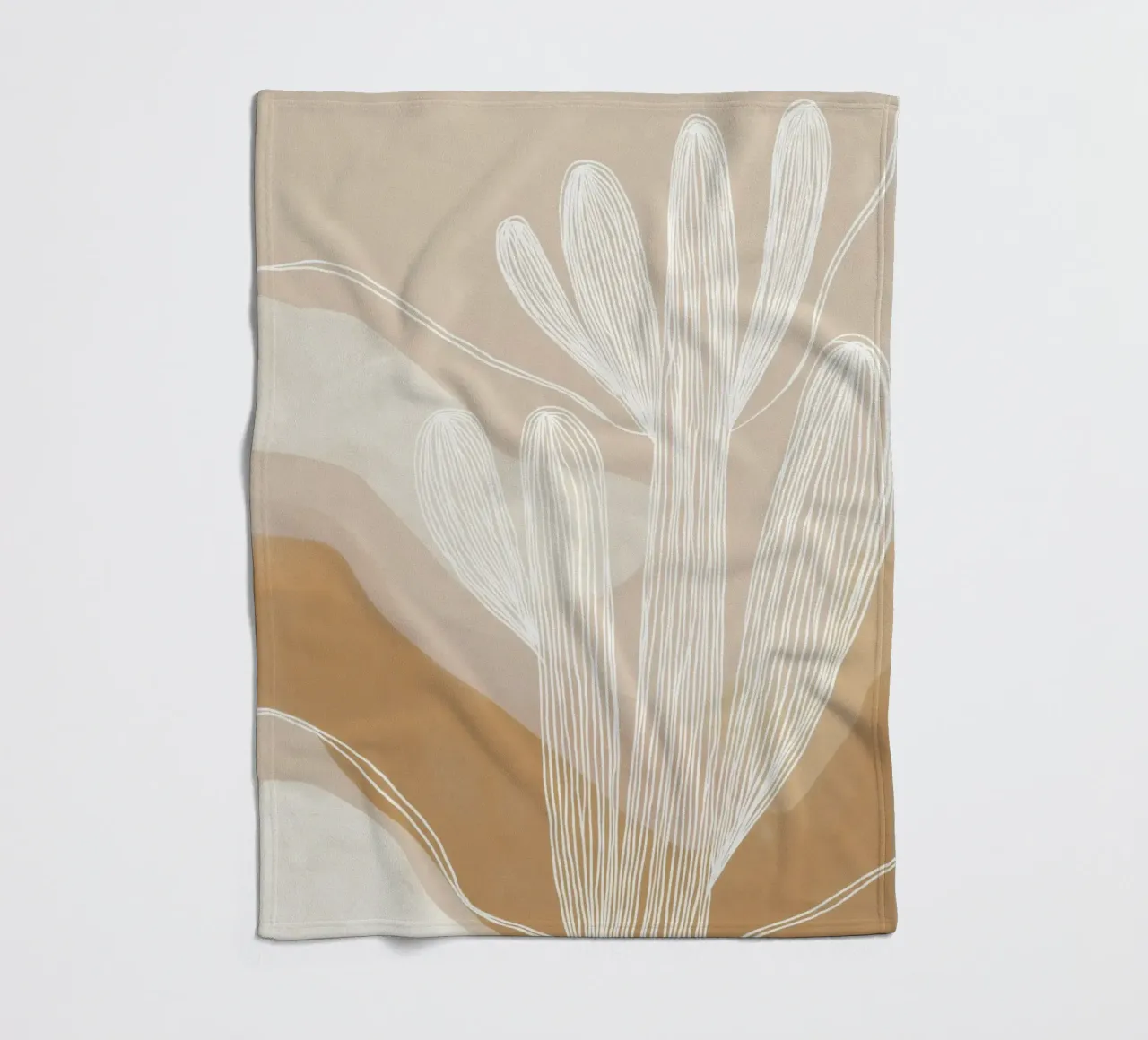 Giardino di cactus Boho | Lineart in marrone e beige coperta in pile da Autofocus
