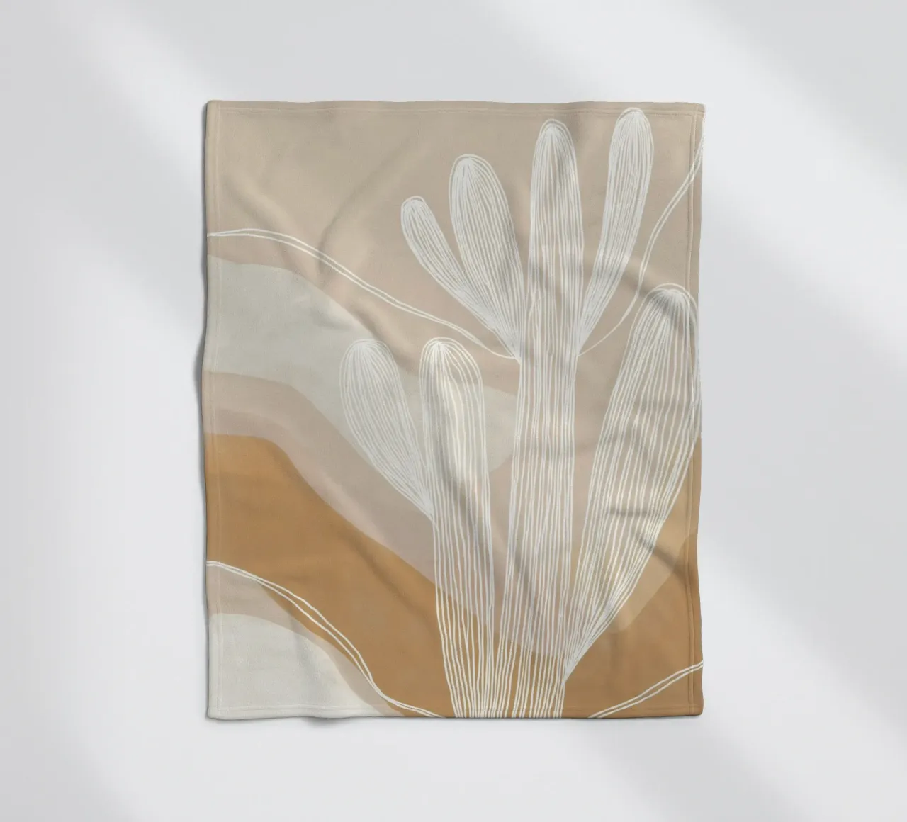 Giardino di cactus Boho | Lineart in marrone e beige coperta in pile da Autofocus