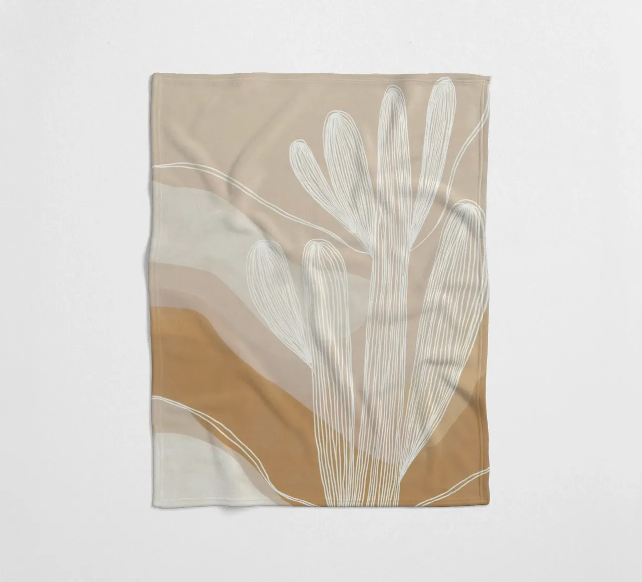 Giardino di cactus Boho | Lineart in marrone e beige coperta in pile da Autofocus