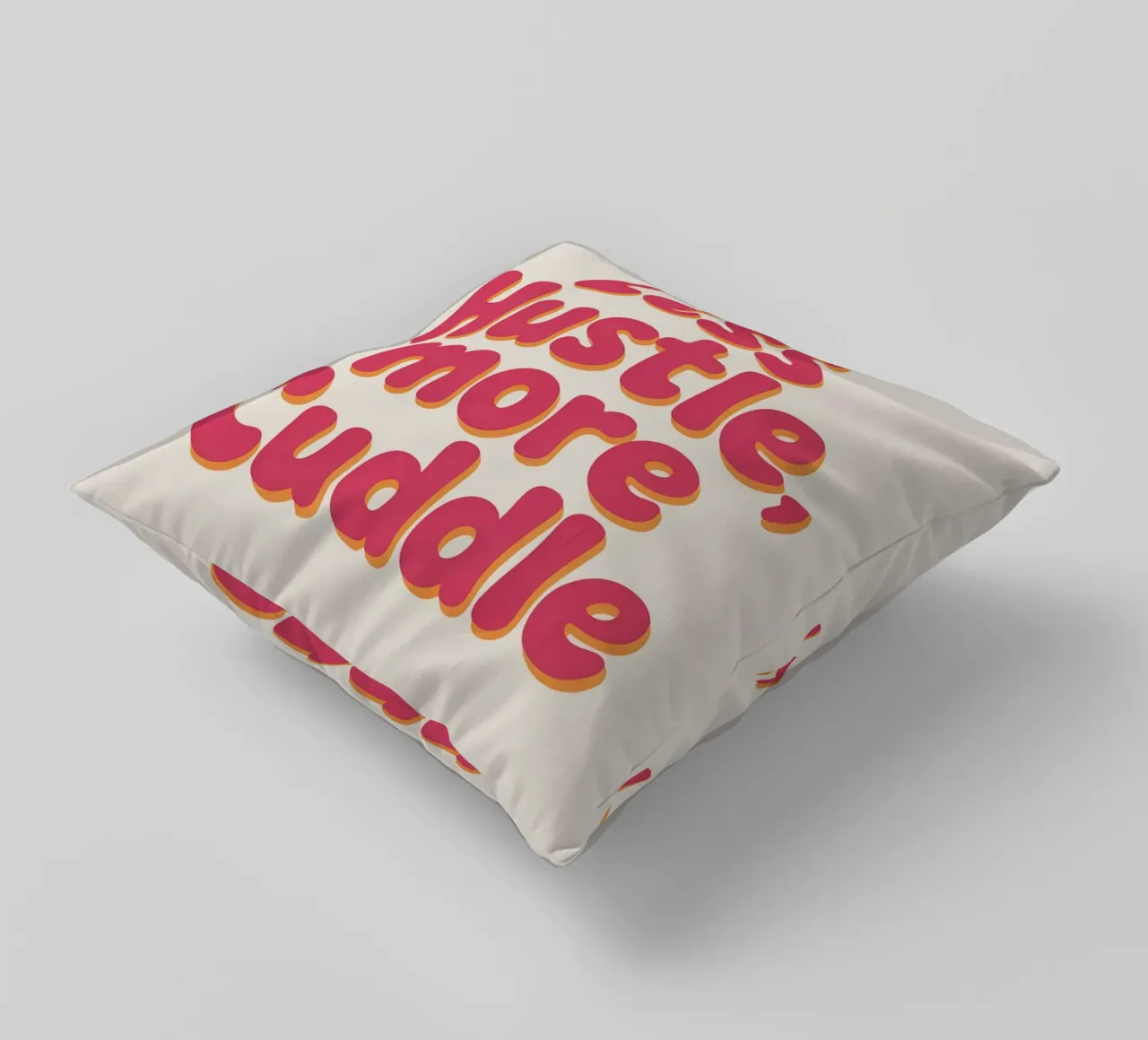 Poster "Less Hustle, More Cuddle" - Tipografia retrò e accogliente cuscino da logic