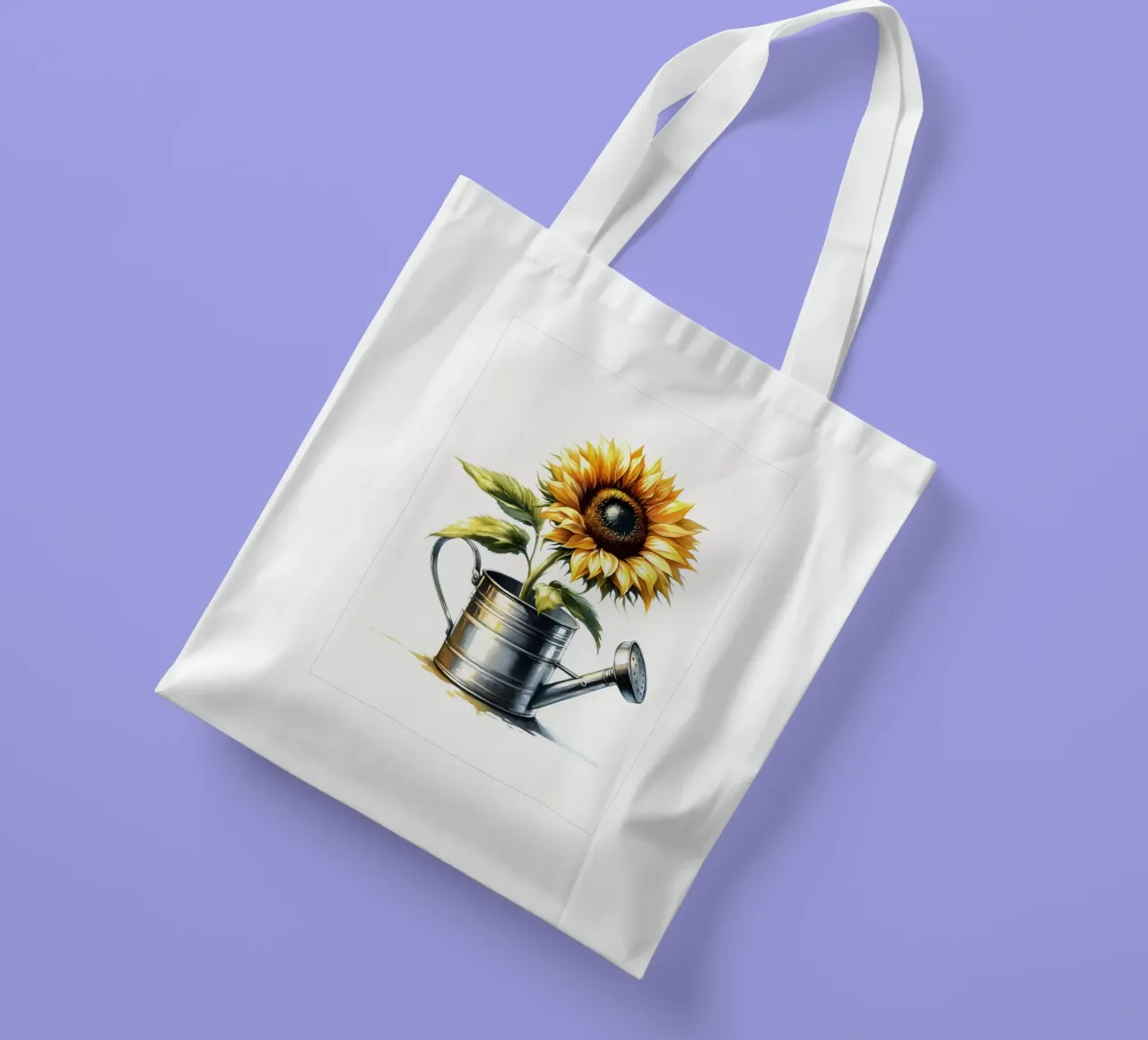 Un seul tournesol jaune dans un arrosoir rustique en métal tote bag de Bloom And Brush