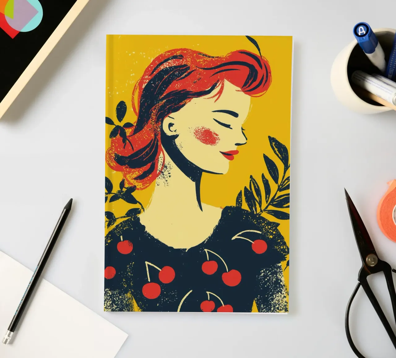 Cherry | Retro screen print nostalgia notebook by Autofocus