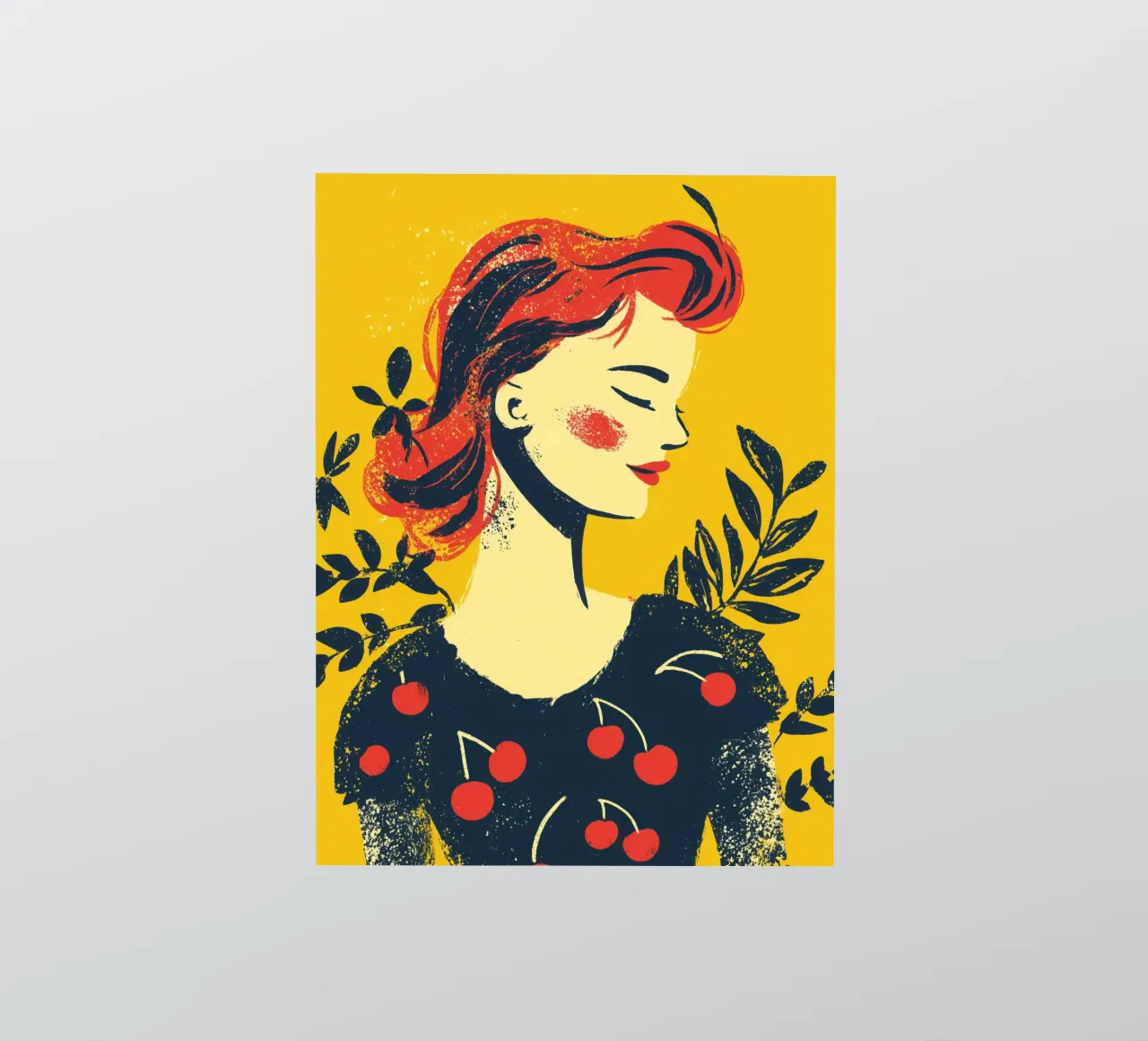 Kirsche | Retro Siebdruck Nostalgie Sticker von Autofocus