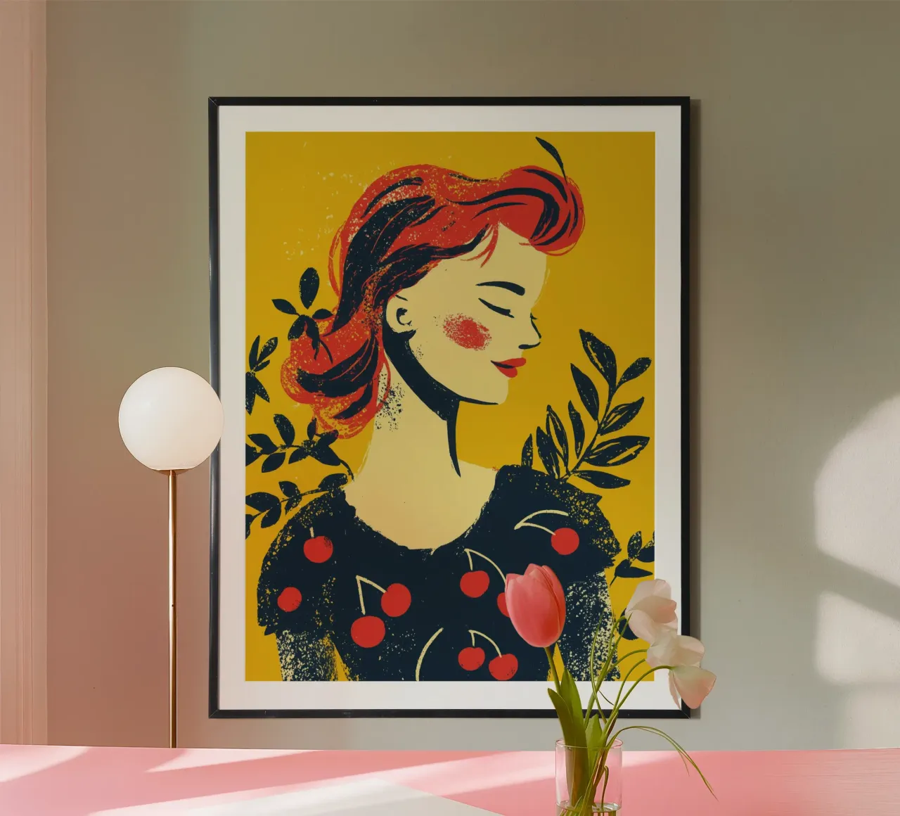 Kirsche | Retro Siebdruck Nostalgie Poster von Autofocus