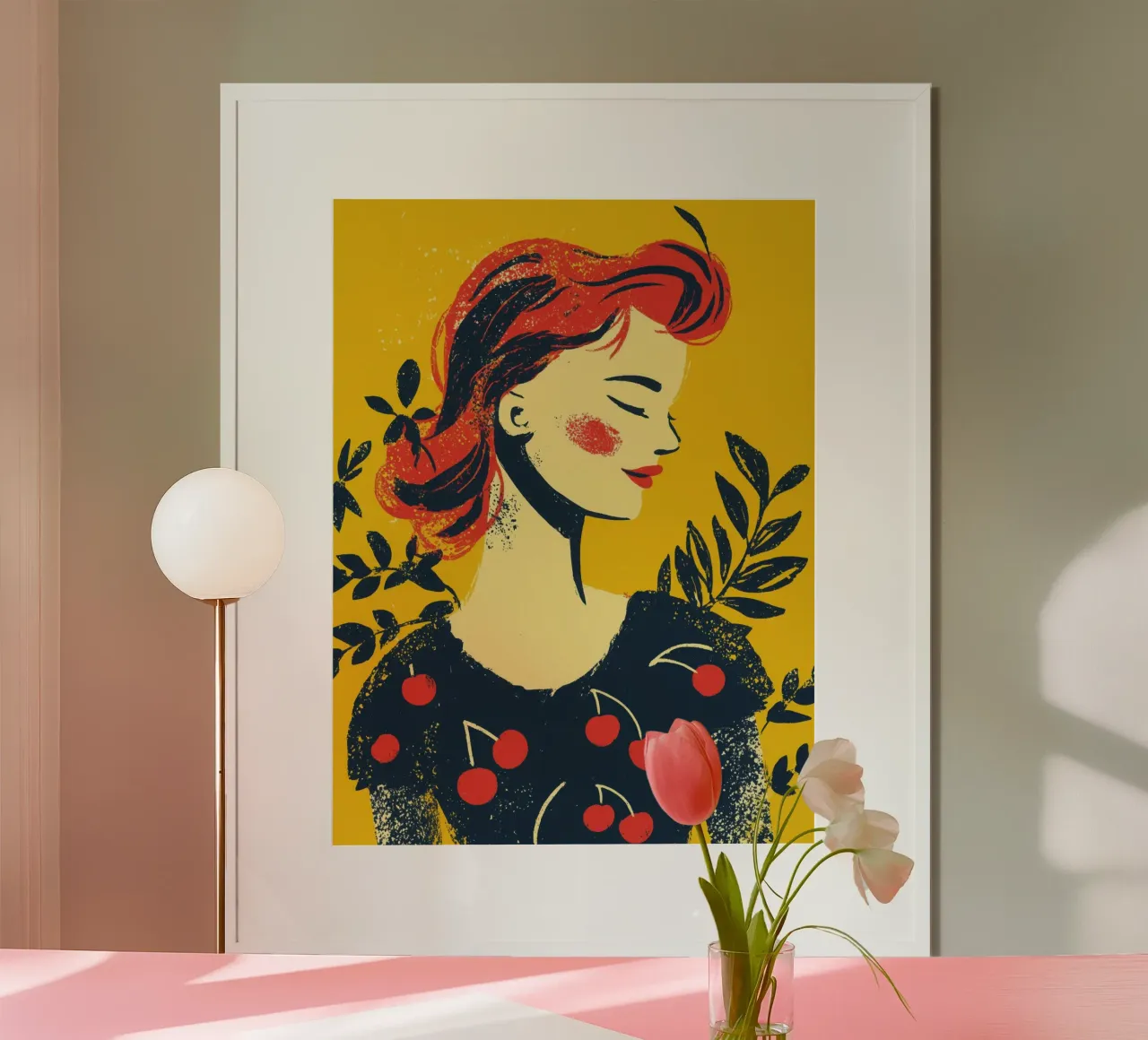 Kirsche | Retro Siebdruck Nostalgie Poster von Autofocus