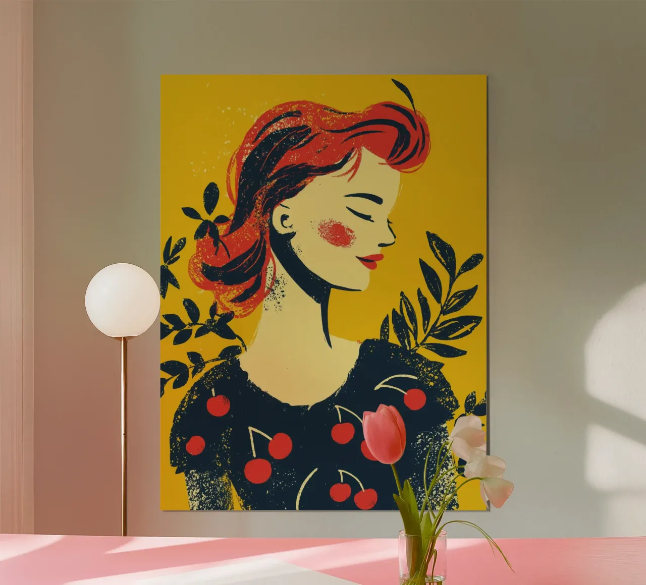 Kirsche | Retro Siebdruck Nostalgie Poster von Autofocus