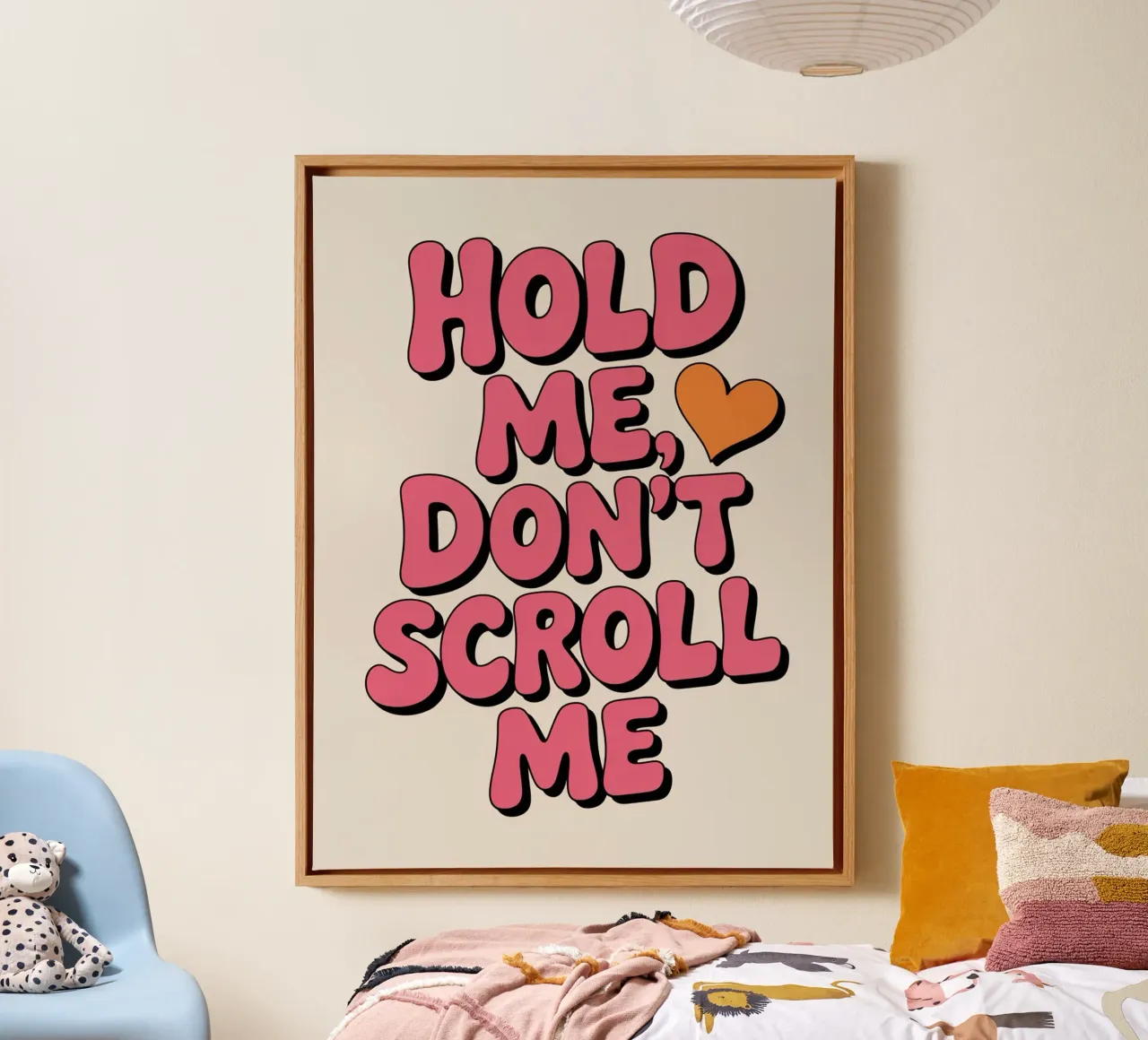 Hou me vast, scroll niet met me Poster - Speelse moderne typografie canvas van logic