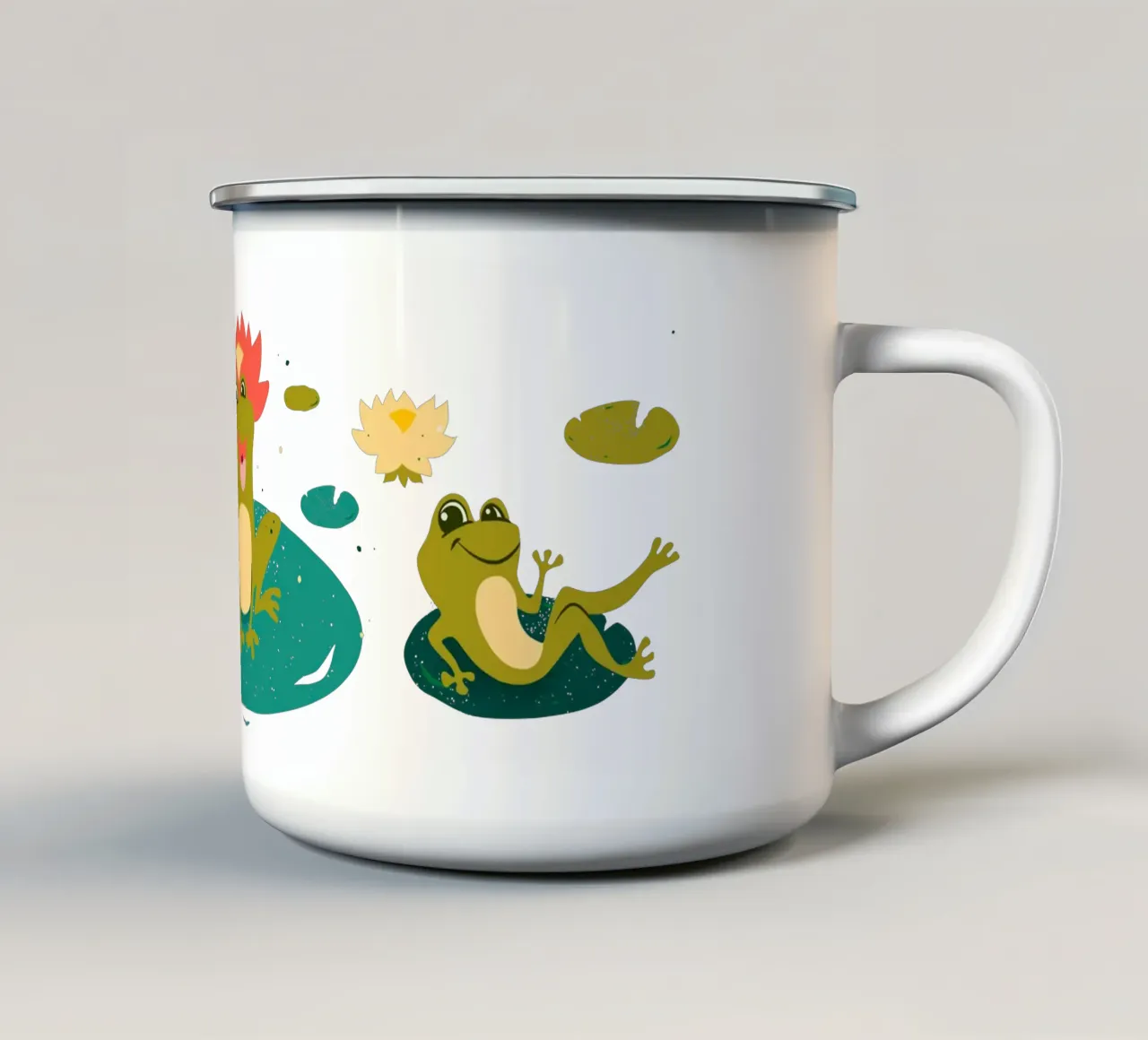 King Froggo and Waterlilies tazza in smalto da klossisch