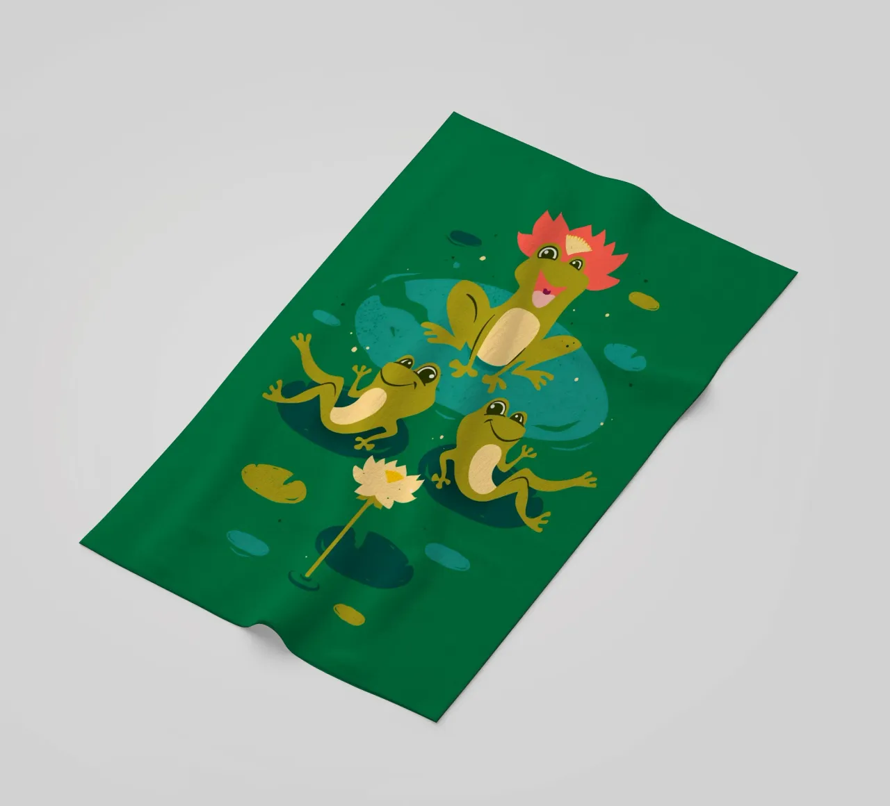 King Froggo and Waterlilies beach towel by klossisch