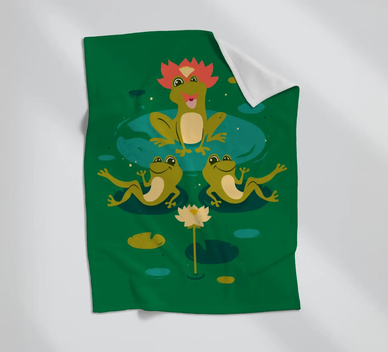 King Froggo and Waterlilies fleece blanket by klossisch