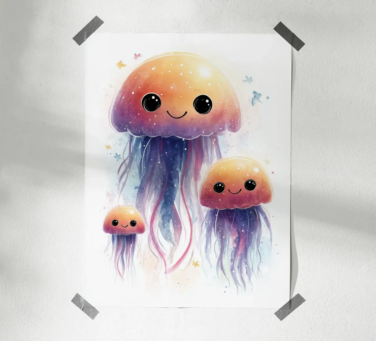 Poster con meduse colorate carta hahnemühle da Kid’s Dream
