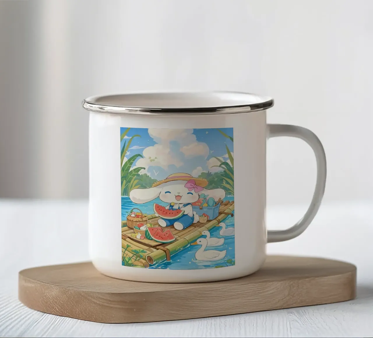 Cinnamoroll's Watermelon Picnic tazza in smalto da Barbara Wright