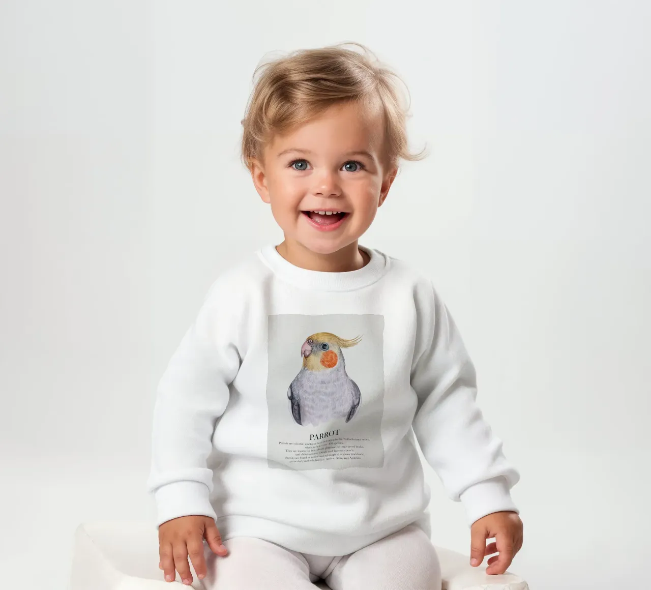 Cacatúa Loro Acuarela Ilustración sudadera de bebé de Barbara Wright