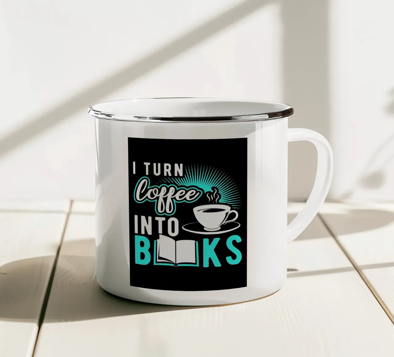 Caffè e libri tazza in smalto da Barbara Wright