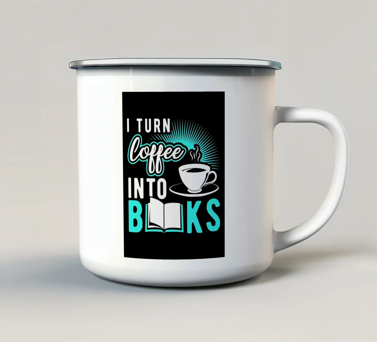 Caffè e libri tazza in smalto da Barbara Wright