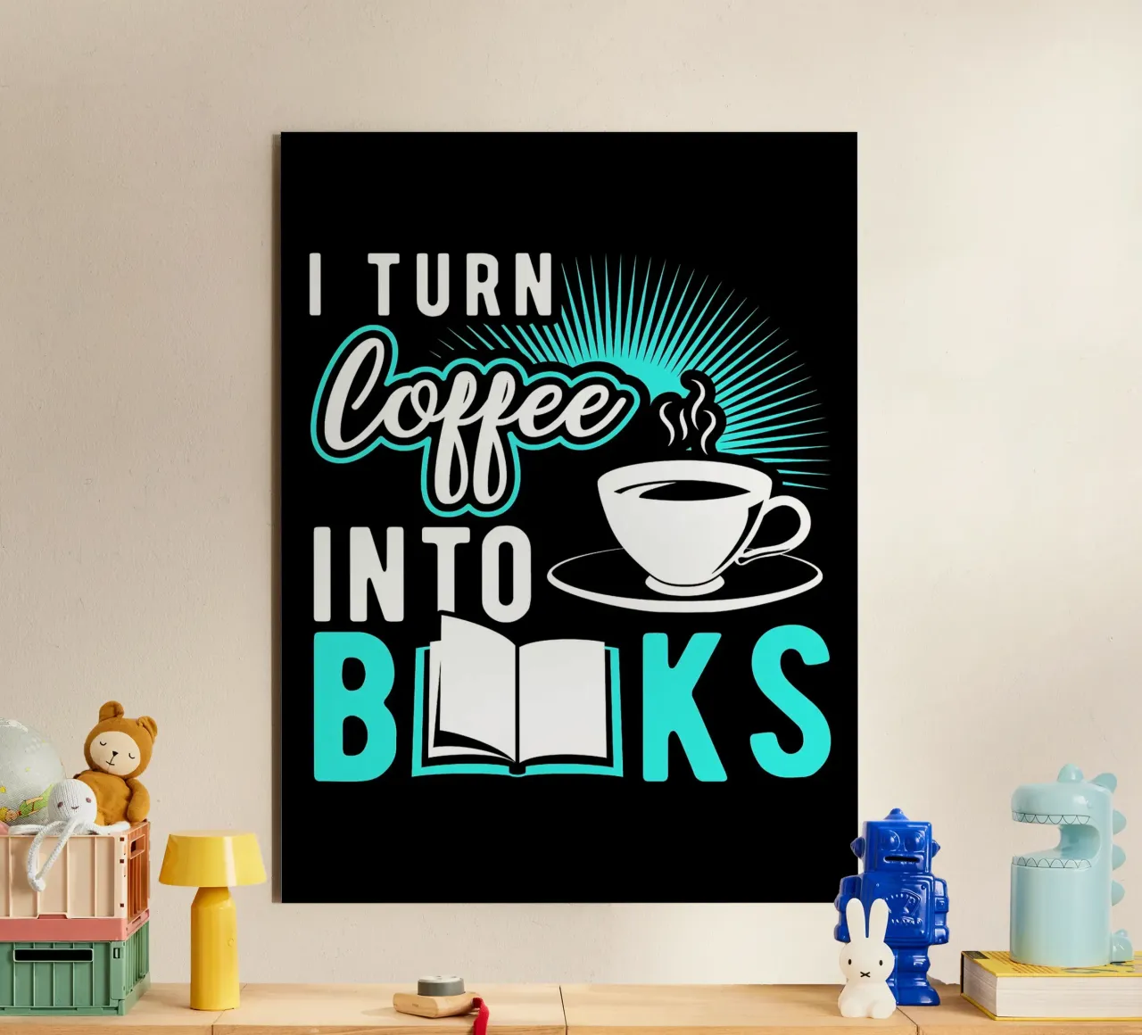 Caffè e libri alluminio dibond da Barbara Wright