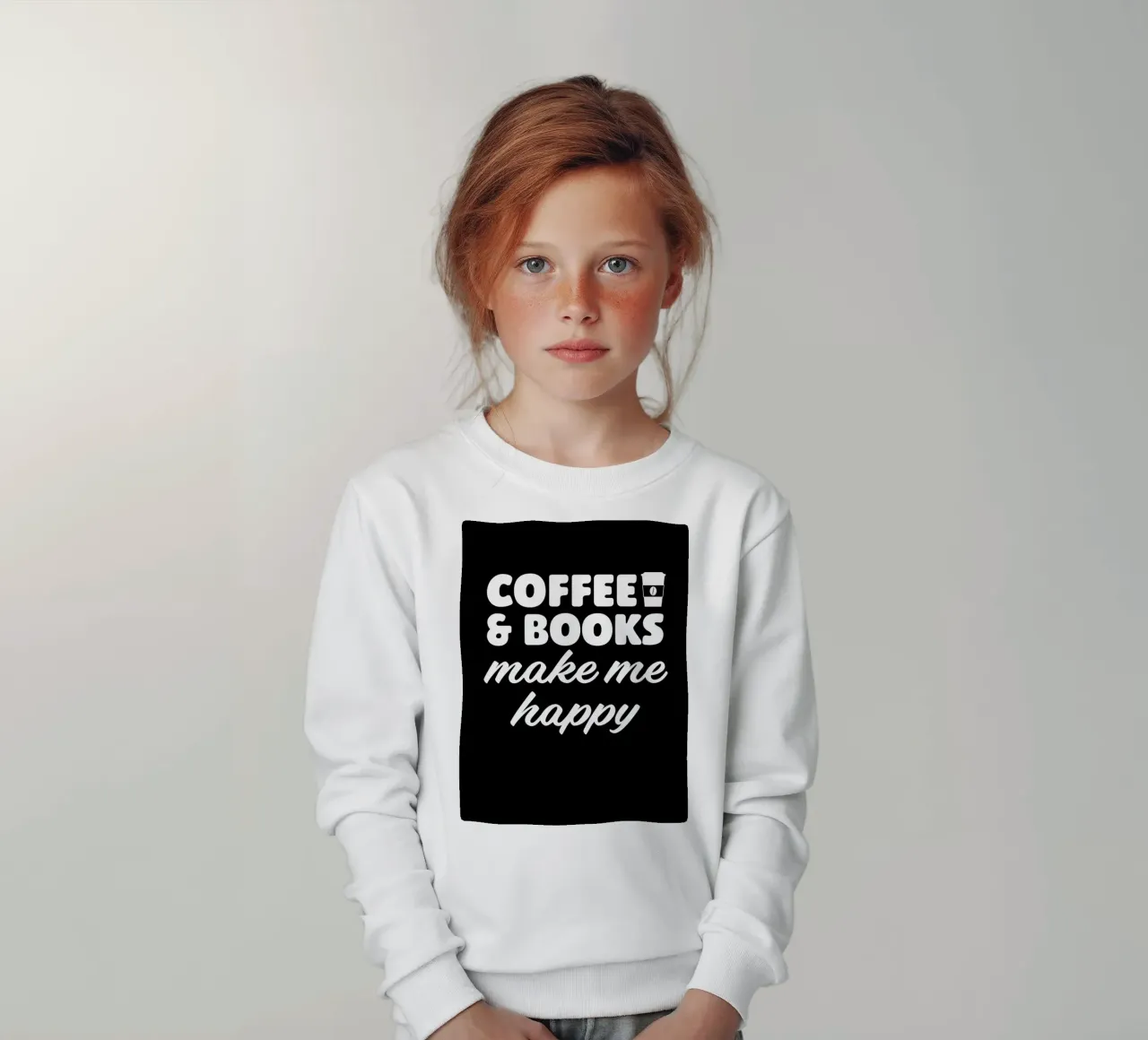 Caffè e libri mi fanno felpa bambino da Barbara Wright