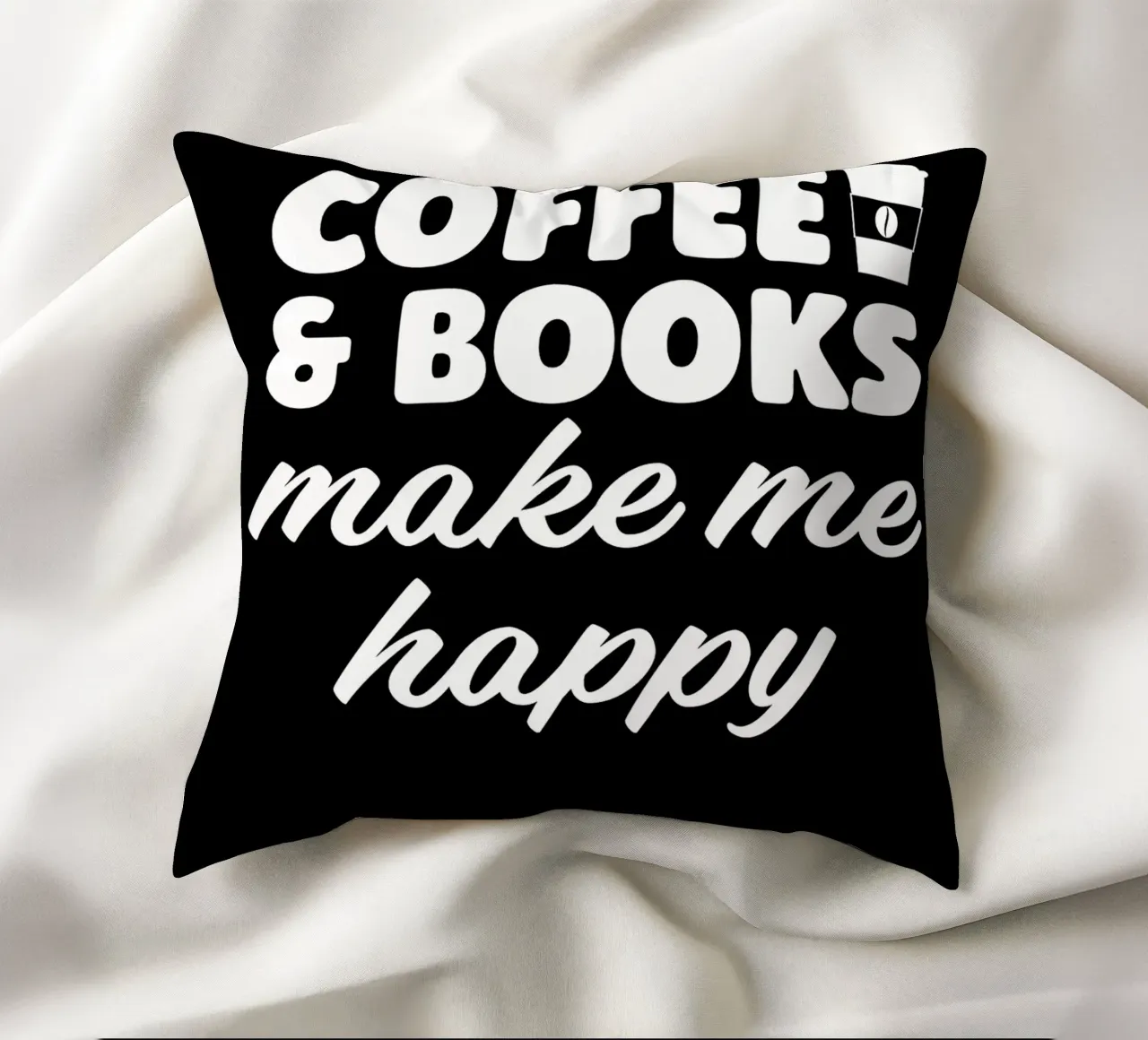 Caffè e libri mi fanno cuscino da Barbara Wright