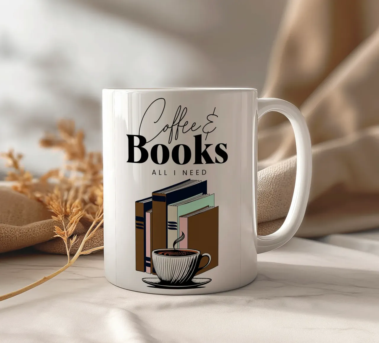 Caffè e libri tazza in ceramica da Barbara Wright