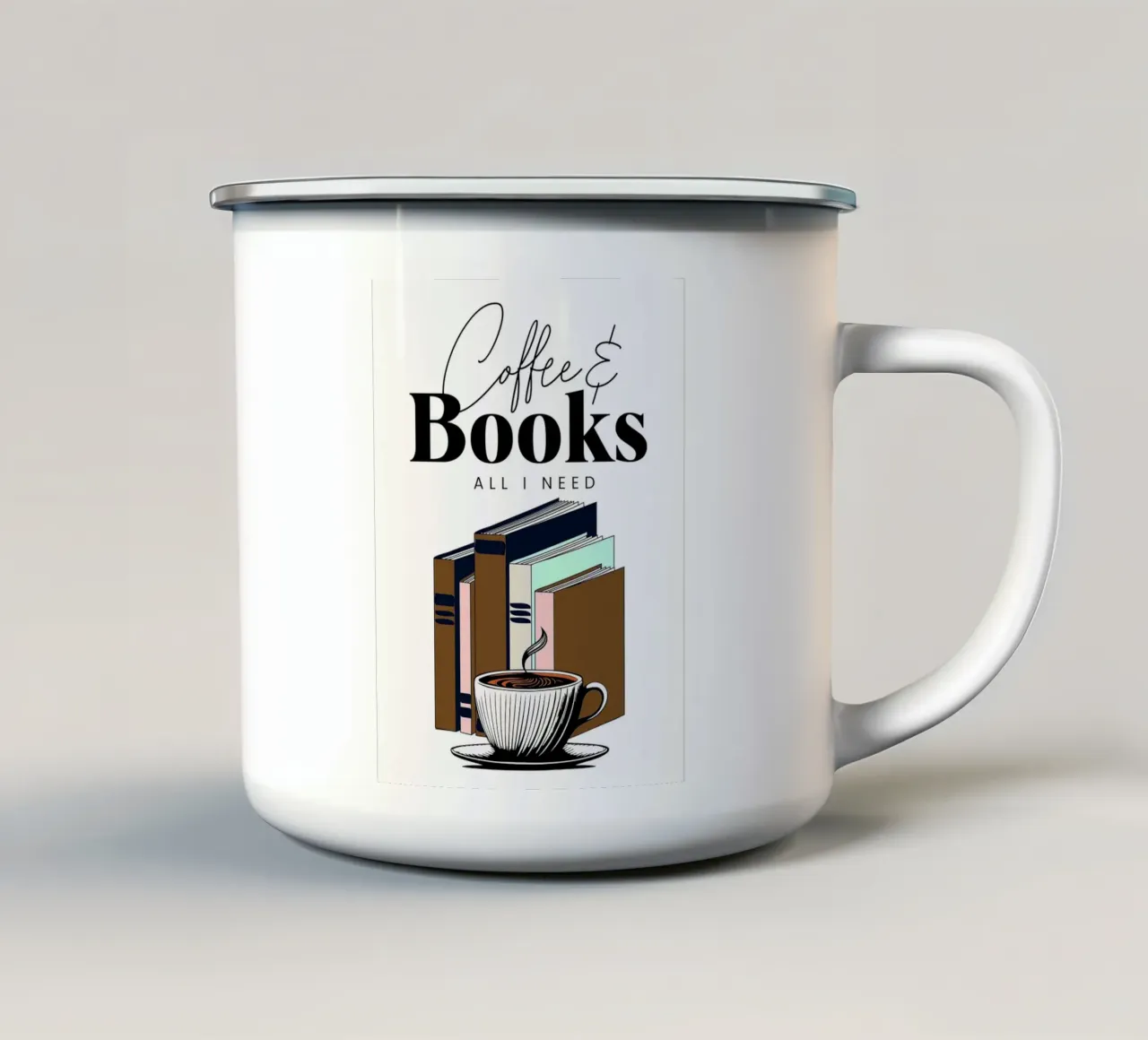 Caffè e libri tazza in smalto da Barbara Wright