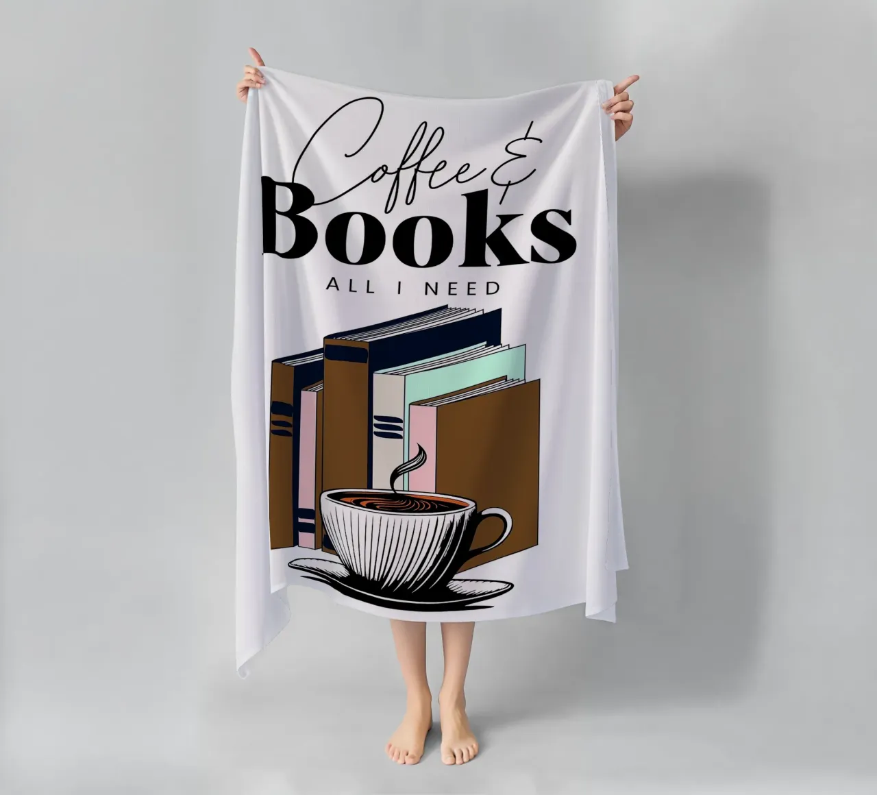 Caffè e libri telo mare da Barbara Wright
