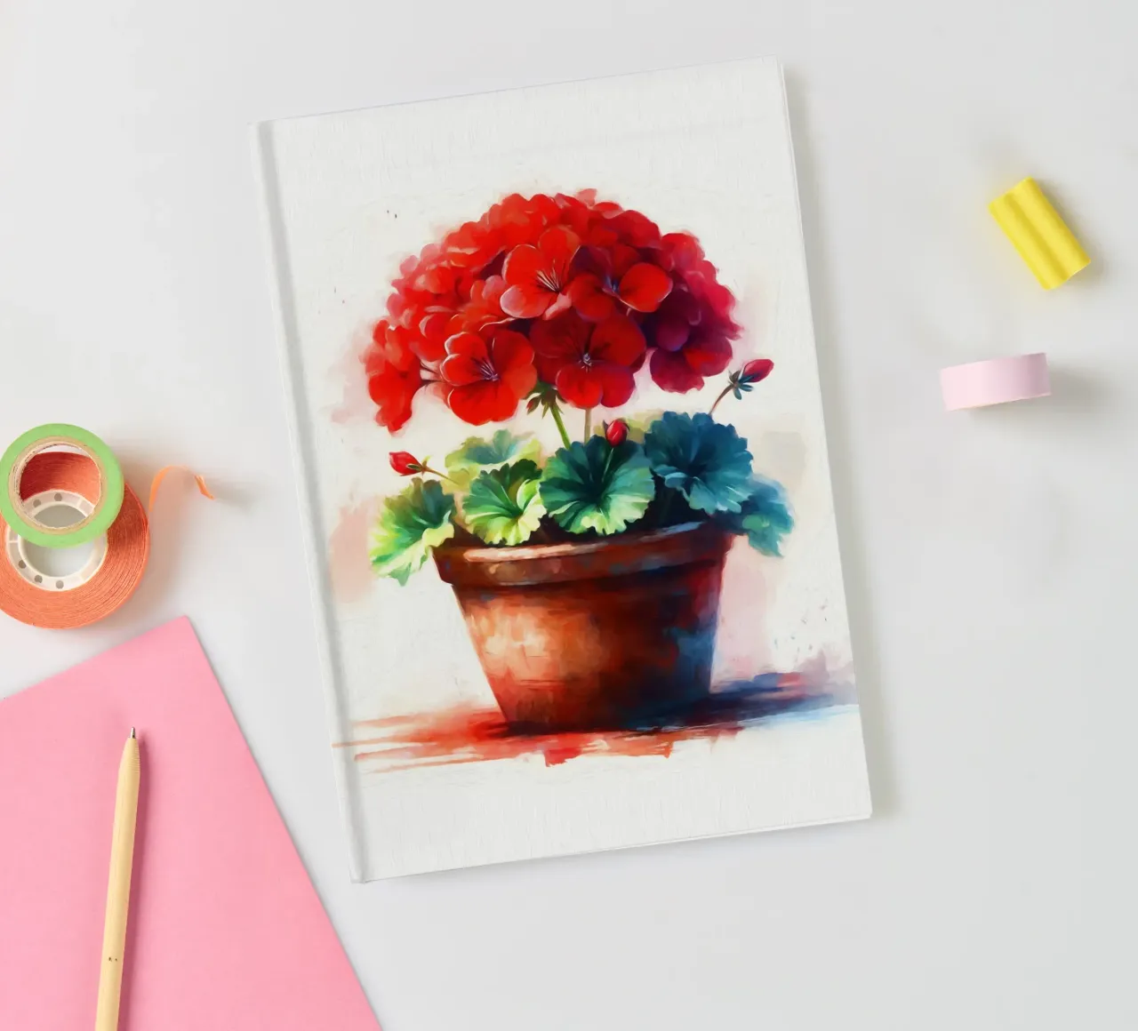 Geranio rosso in un vaso di argilla rustico pittura digitale diario da Bloom And Brush