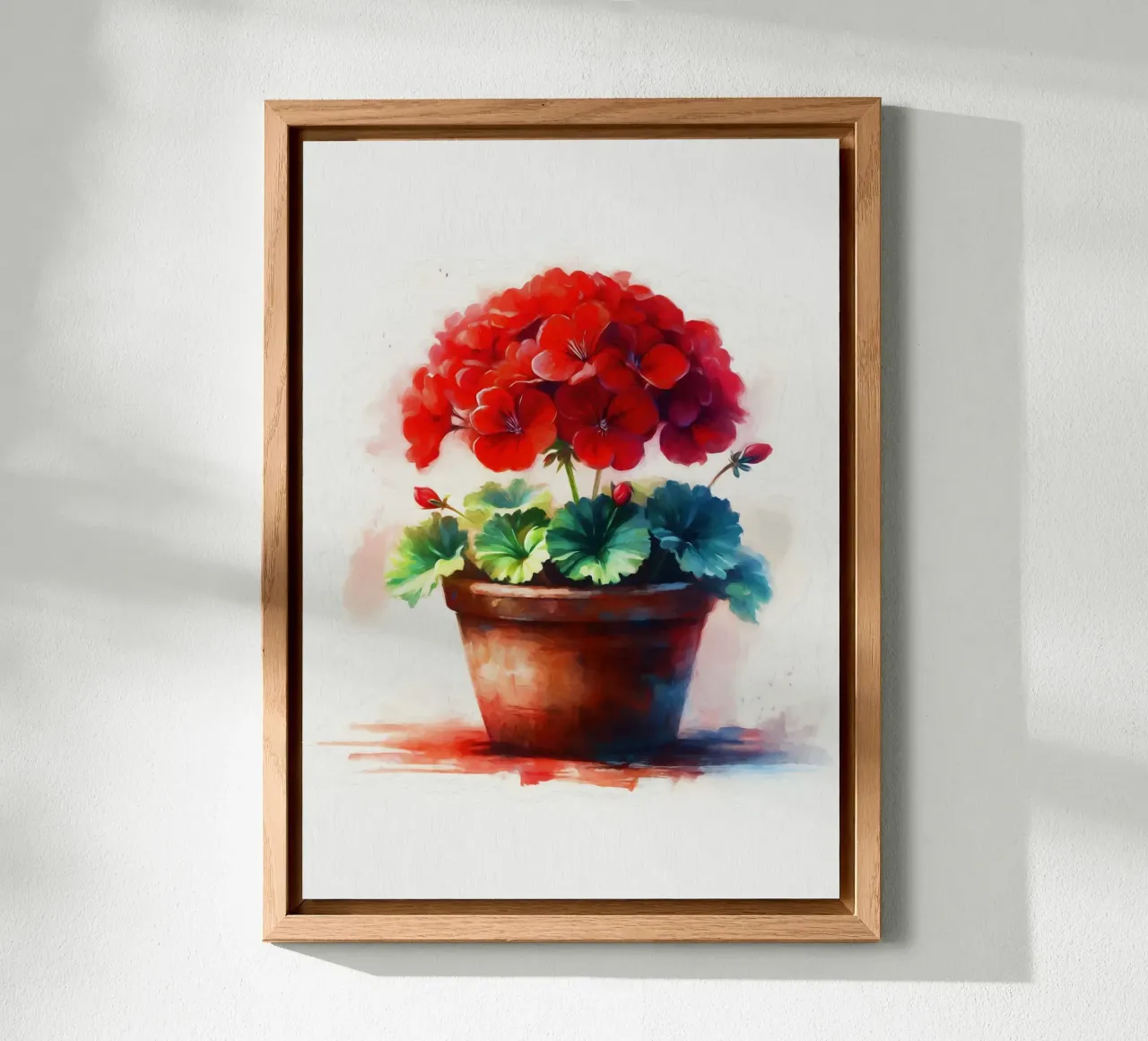 Geranio rosso in un vaso di argilla rustico pittura digitale pannello forex da Bloom And Brush