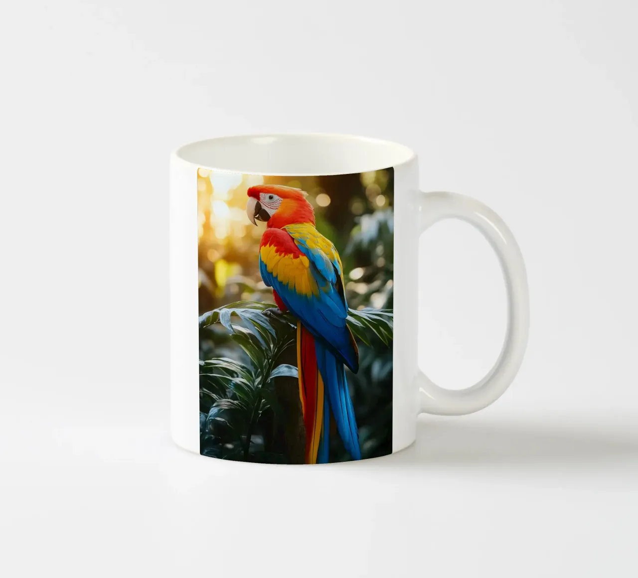Pappagallo ara colorato appollaiato su un ramo tazza in ceramica da Barbara Wright