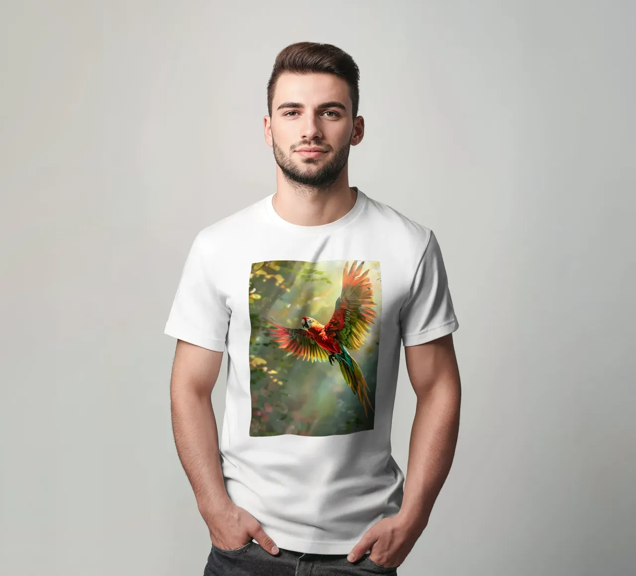Pappagallo colorato in volo t-shirt da Barbara Wright