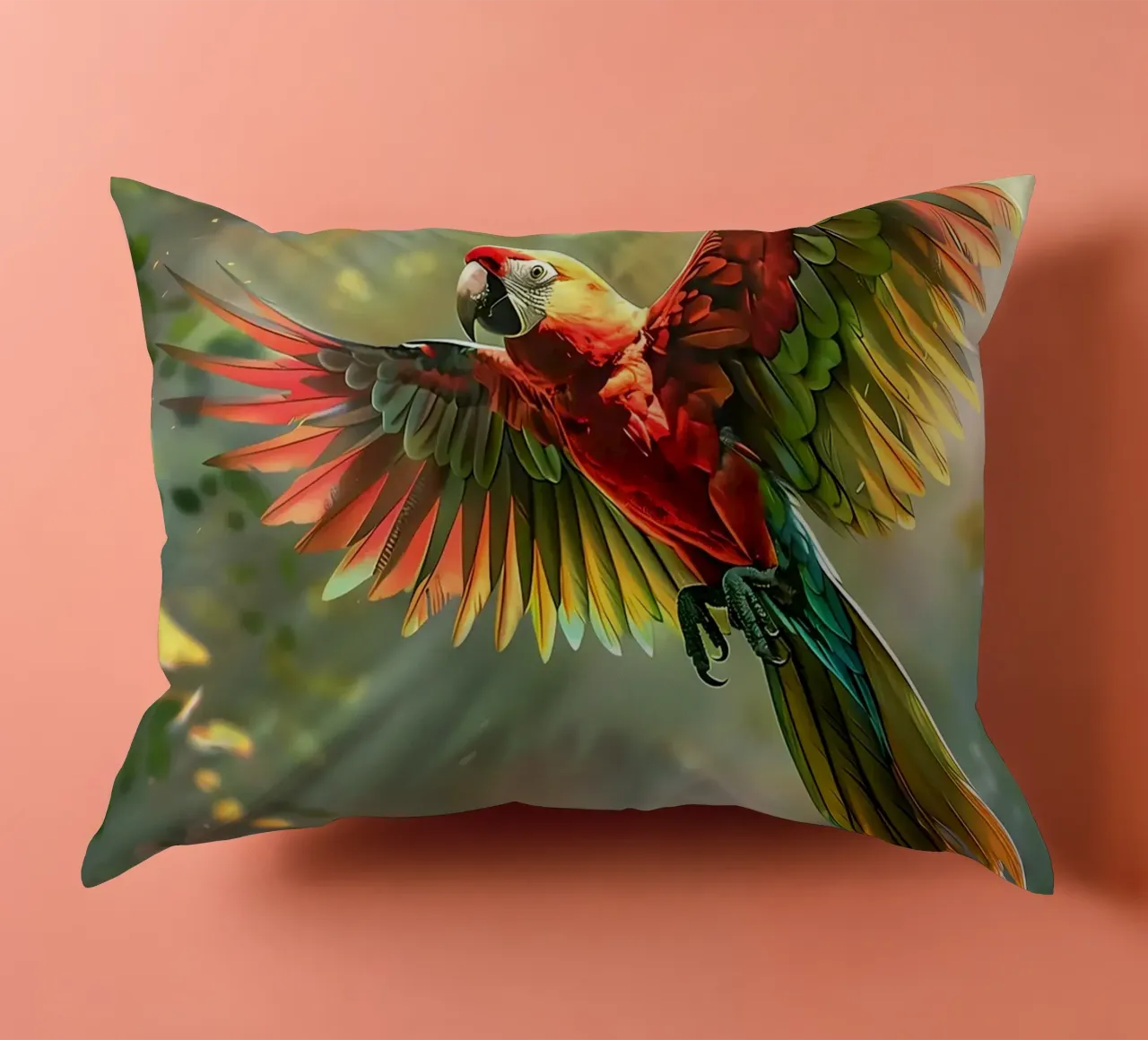 Pappagallo colorato in volo cuscino da Barbara Wright