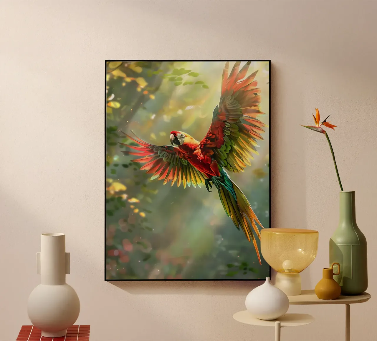 Pappagallo colorato in volo plexiglass da Barbara Wright