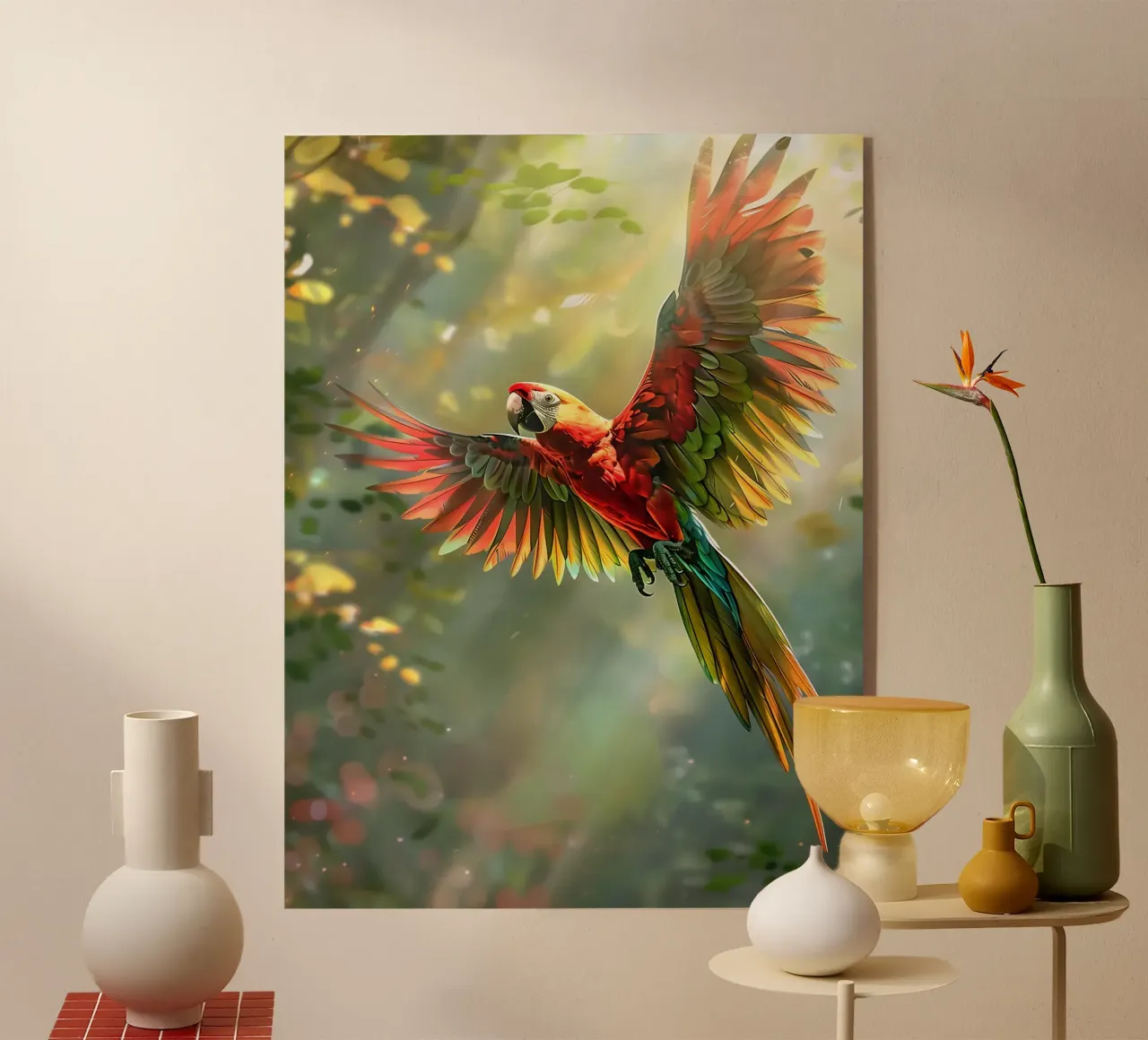 Pappagallo colorato in volo plexiglass da Barbara Wright