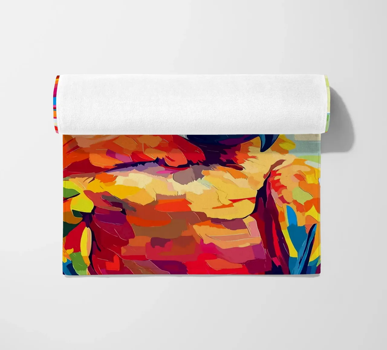 Pappagallo colorato con cappello di carta igienica telo mare da Barbara Wright