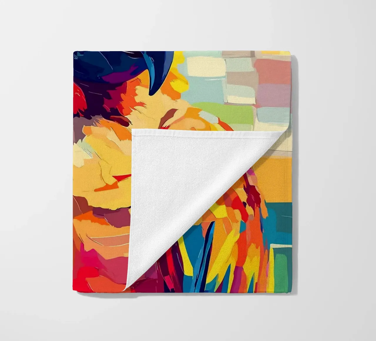 Pappagallo colorato con cappello di carta igienica telo mare da Barbara Wright