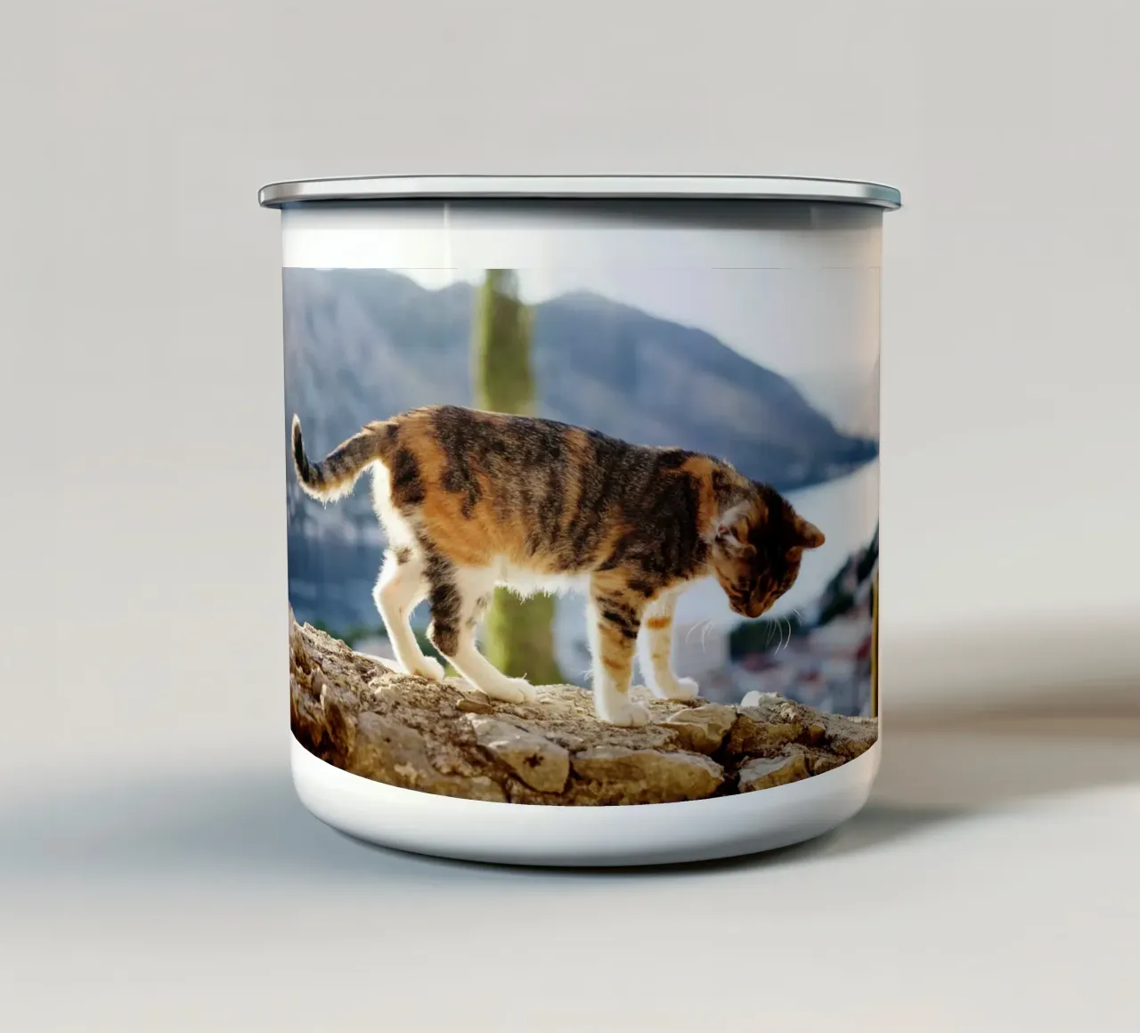 Gatto, Montenegro, Baia di Kotor tazza in smalto da Simon Koy