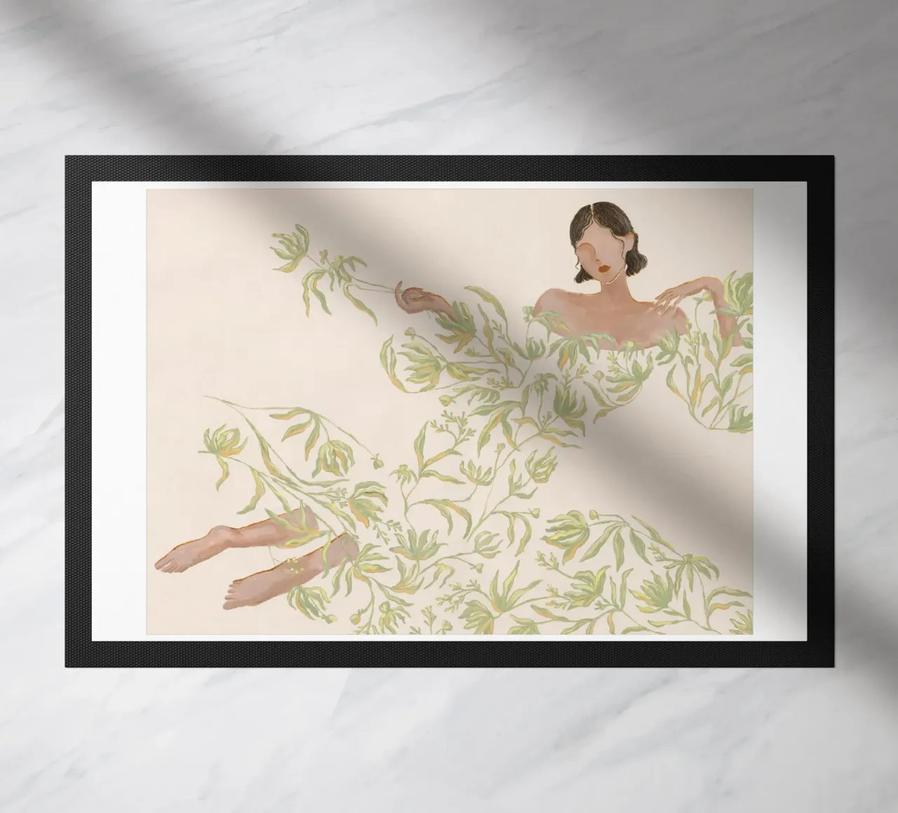 Signora in abito floreale verde zerbino da Morgan shop