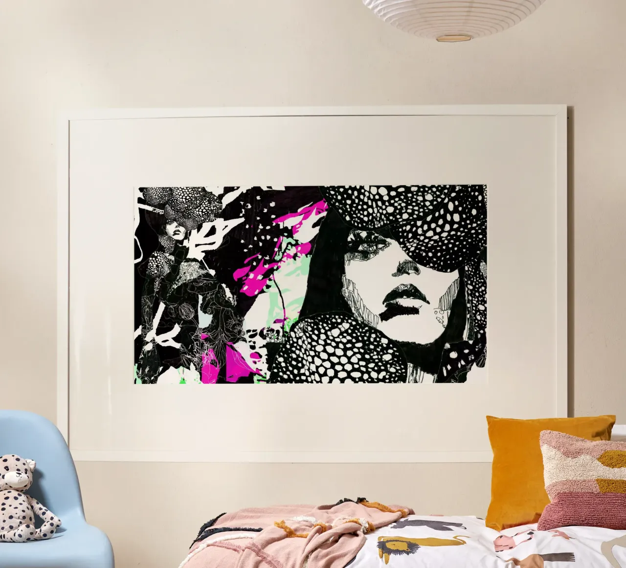 punti bianchi poster con telaio in legno da k i m
