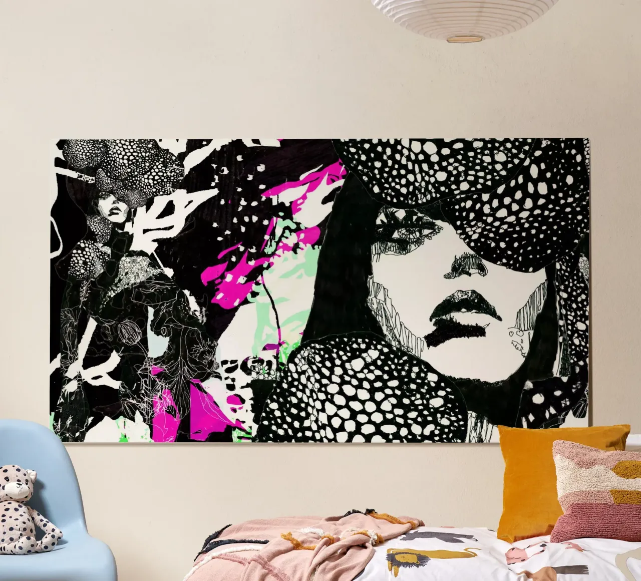 punti bianchi poster con telaio in legno da k i m