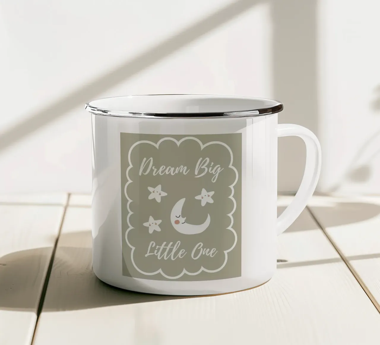 Sogna in grande - Verde tazza in smalto da Little Moon & Co