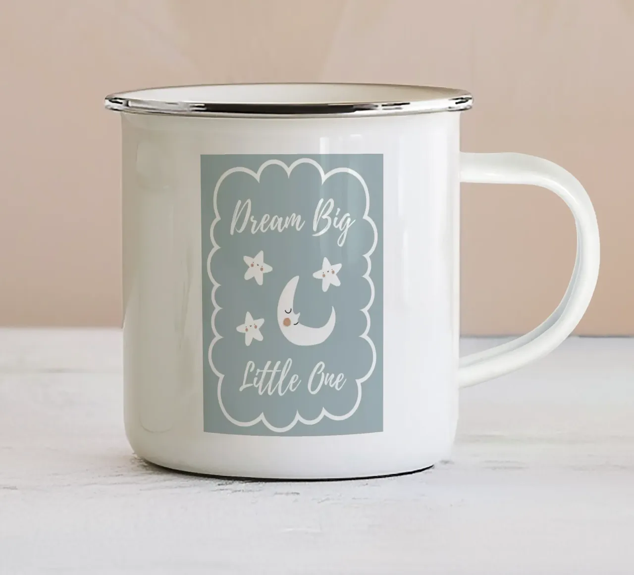 Sogna in grande - Blu tazza in smalto da Little Moon & Co
