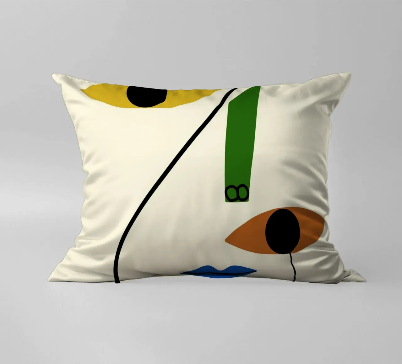 Ritratto minimale di linea e colore cuscino da Little Dean
