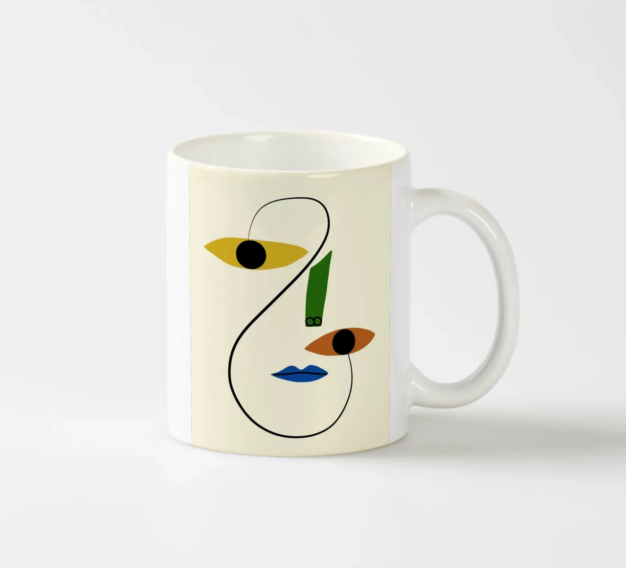 Ritratto minimale di linea e colore tazza in ceramica da Little Dean