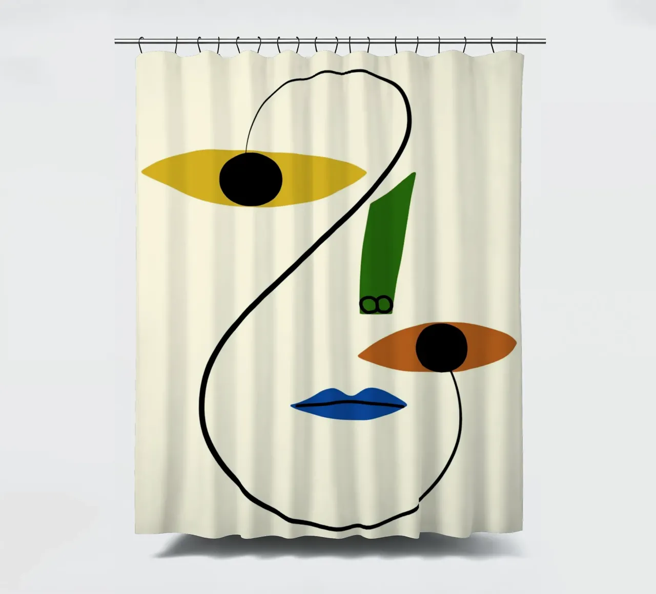 Ritratto minimale di linea e colore tenda da doccia da Little Dean