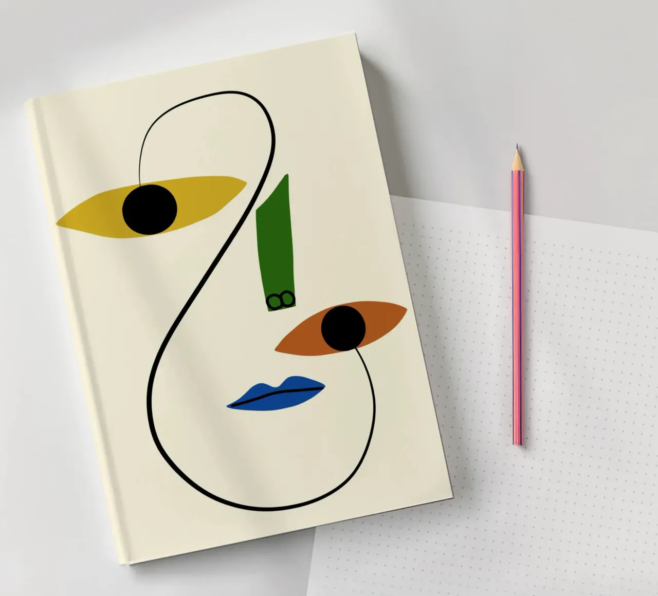 Minimal portrait of line and color notebook by Little Dean