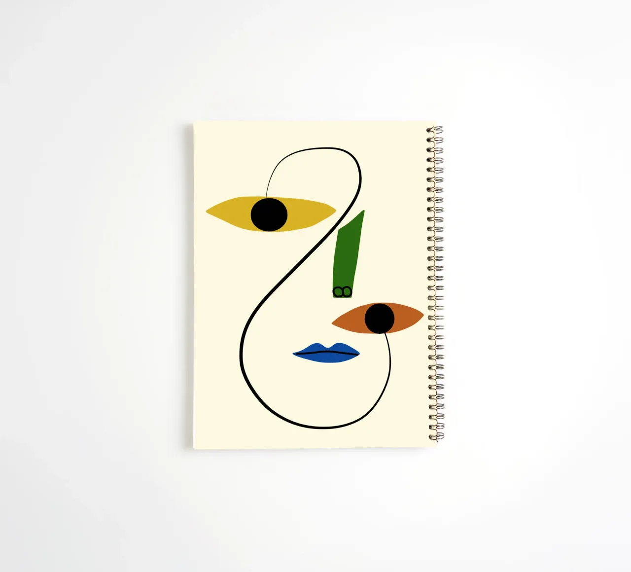 Minimal portrait of line and color spiral notebook by Little Dean