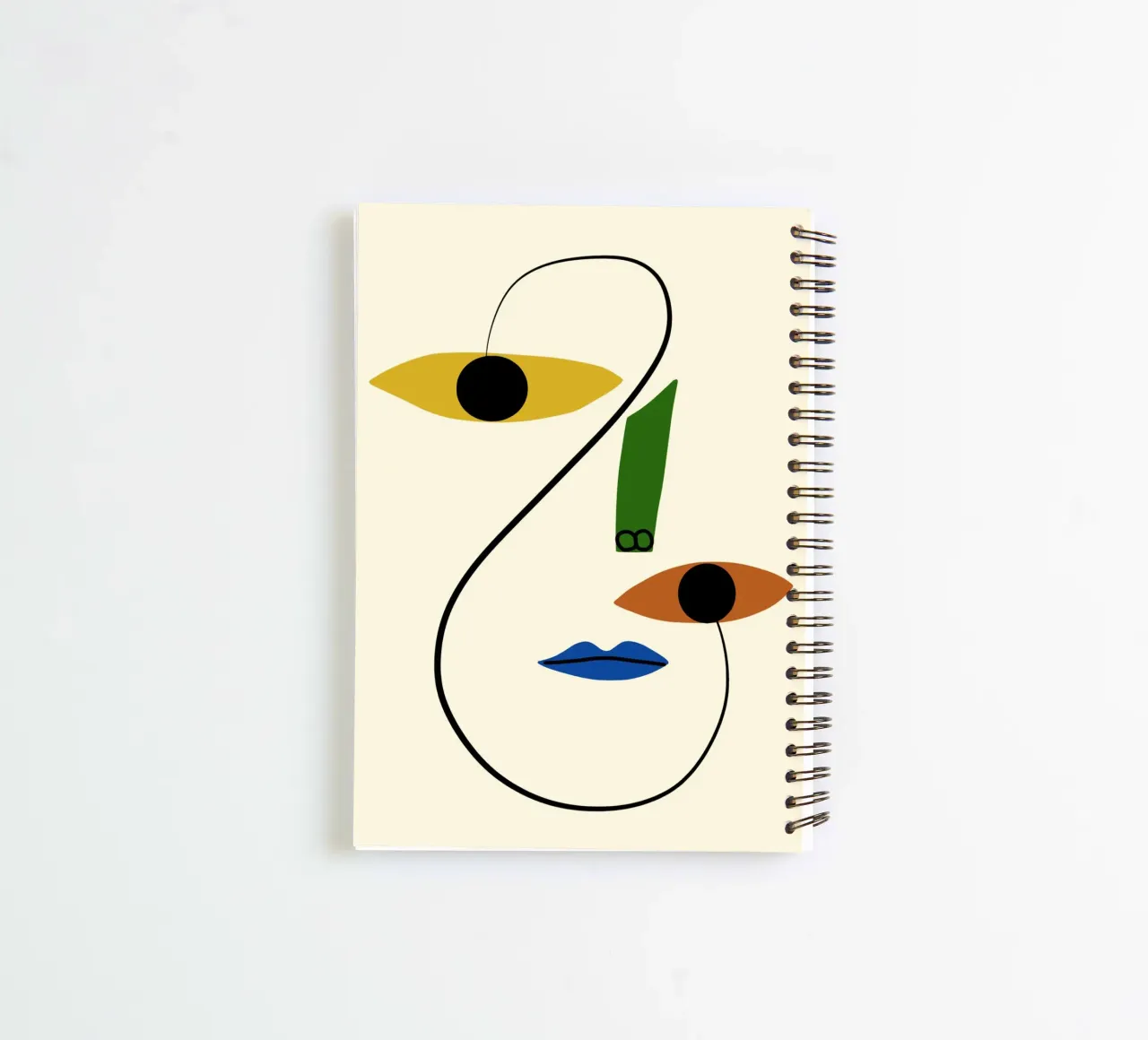 Minimal portrait of line and color spiral notebook by Little Dean