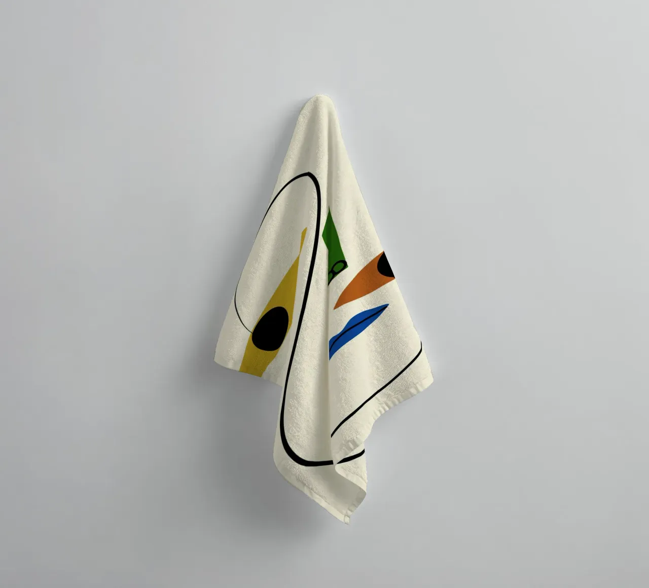 Minimal portrait of line and color towel by Little Dean