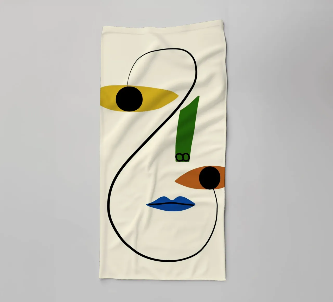 Minimal portrait of line and color towel by Little Dean