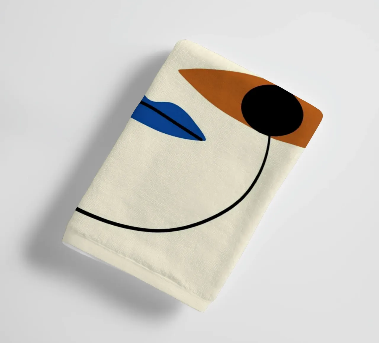 Minimal portrait of line and color towel by Little Dean