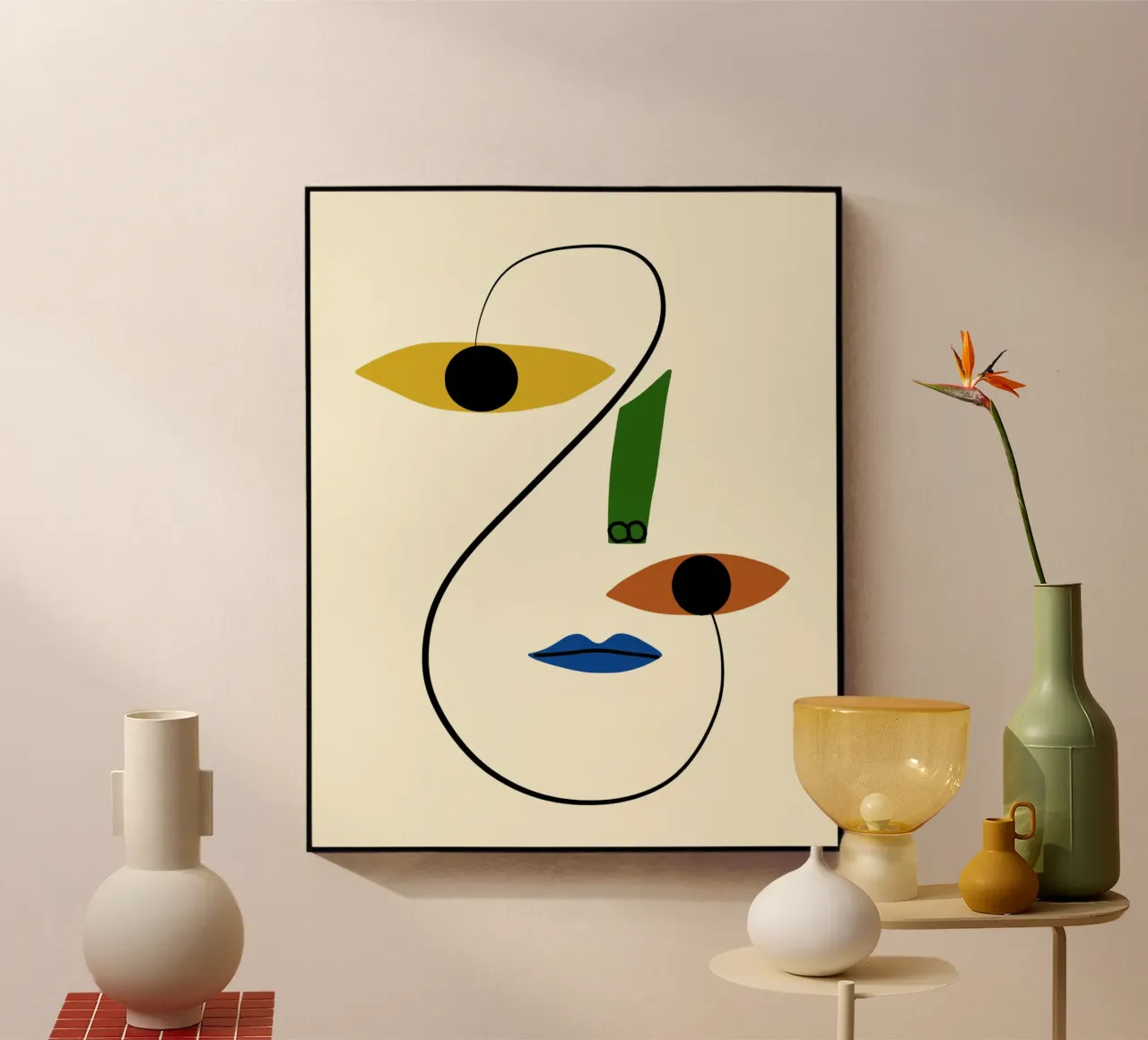 Ritratto minimale di linea e colore plexiglass da Little Dean